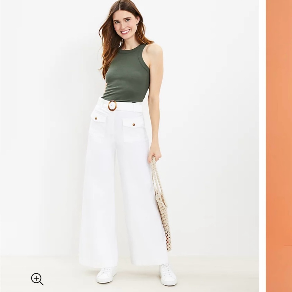 Loft Belted Wide Leg Pants Curvy Size 6